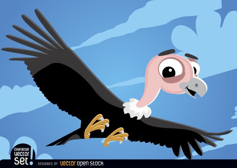 Buitre volando animal de dibujos animados