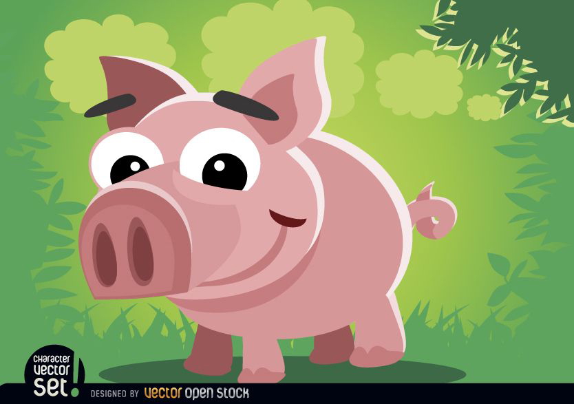 Animal engraçado de desenho animado de porco criança