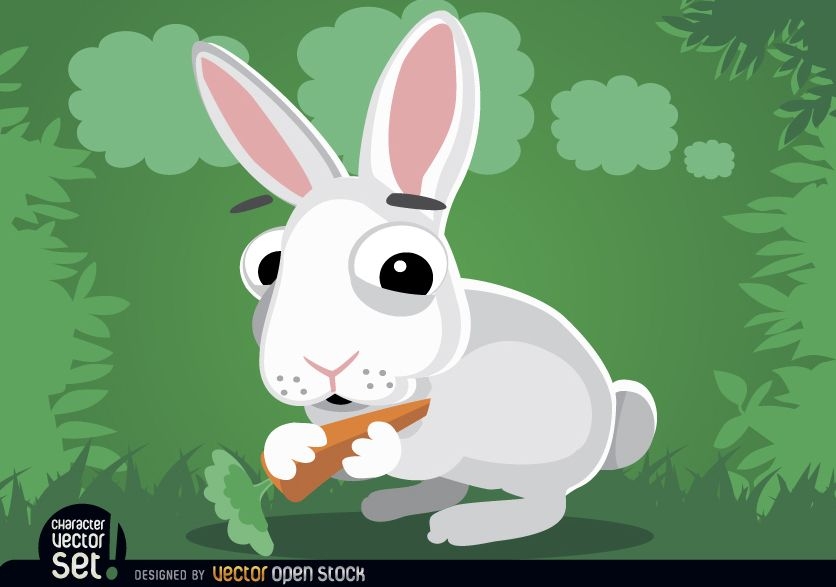 Kaninchen das Karottenkarikaturtier isst