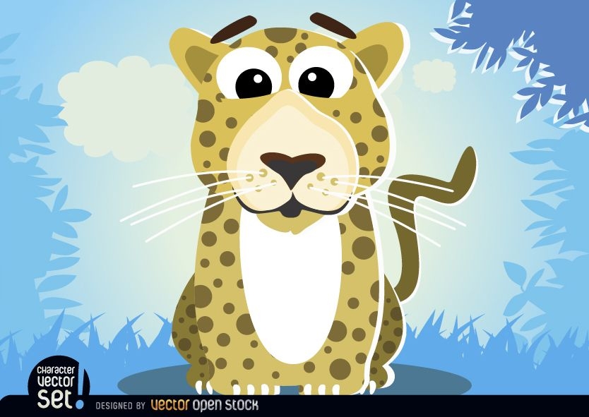 Leopard in jungle cartoon animal