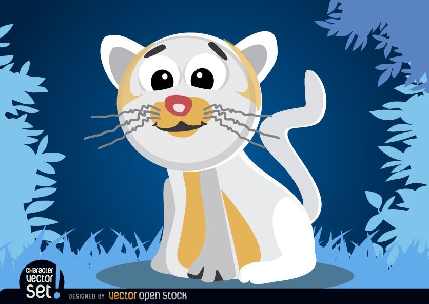 White cat cartoon animal