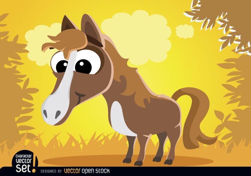 Animal de desenho animado de cavalo engra?ado