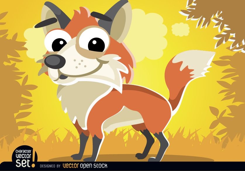 Animal fofo dos desenhos animados da raposa