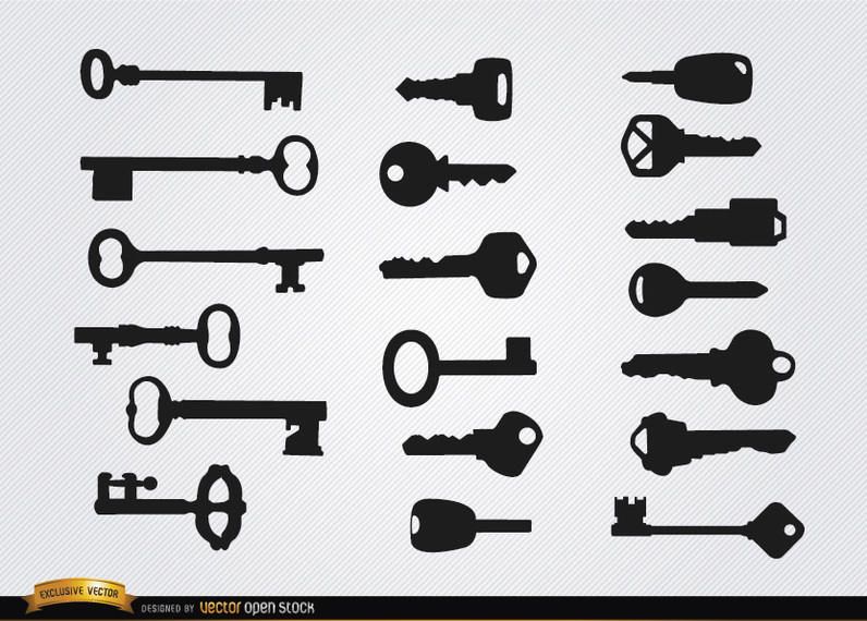 Old and modern Keys silhouettes Old and modern Keys silhouettes