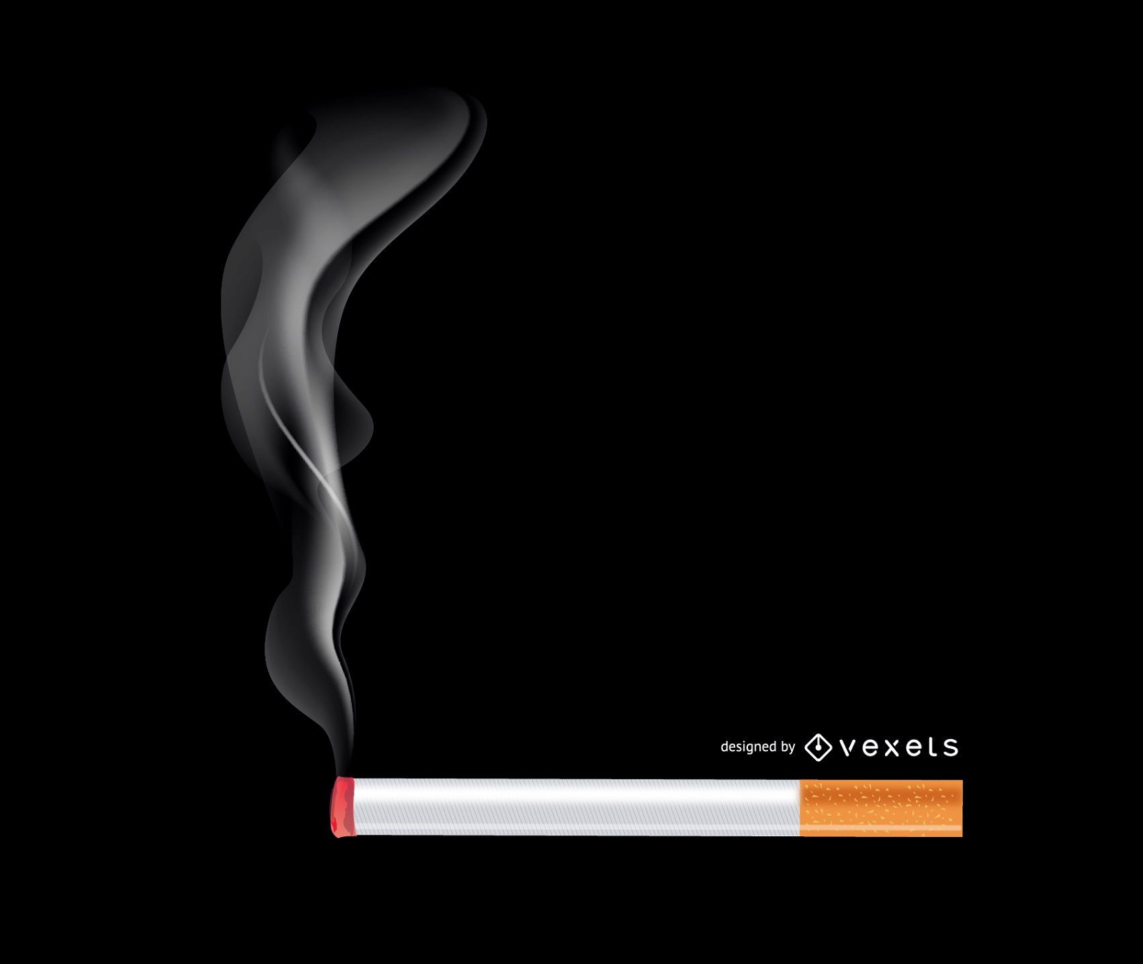 Cigarro aceso realista com fumaça