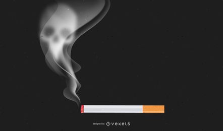 Pare de fumar cigarro com crânio enfumaçado