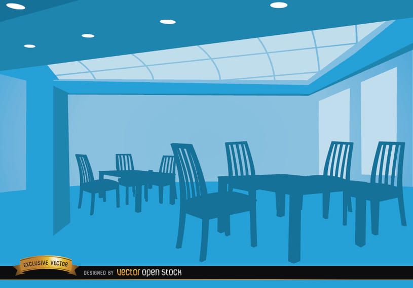 Salón vacío con mesas y sillas. Salón vacío con mesas y sillas.