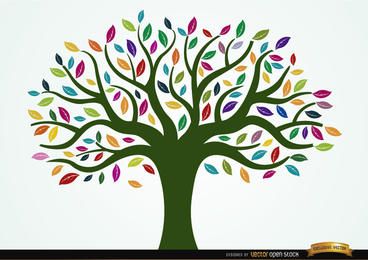 Árvore pintada com folhas coloridas Árvore pintada com folhas coloridas
