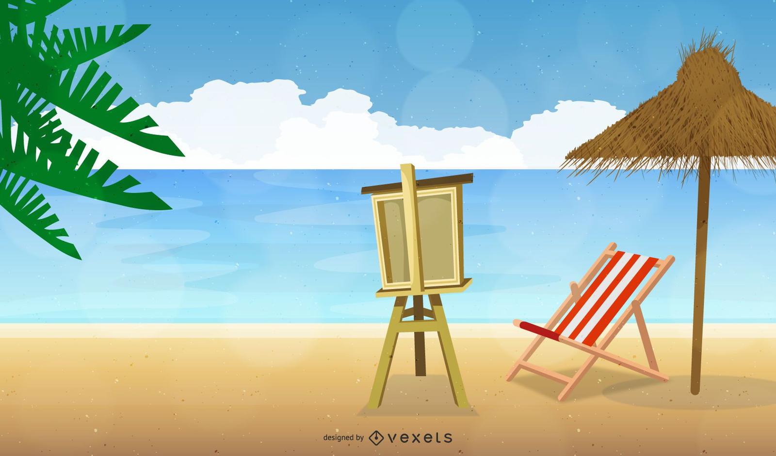 Artist on the Beach Background Design 