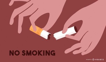Cigarrillos destruidos con mensaje de no fumar