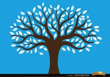 Drawn tree with white leaves