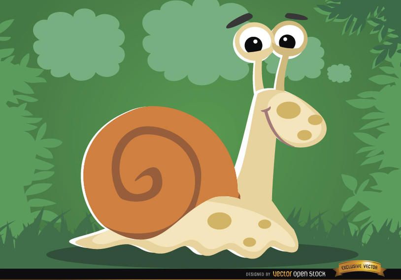 Funny cartoon Snail on the grass Funny cartoon Snail on the grass