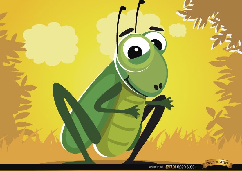 Funny cartoon cricket bug