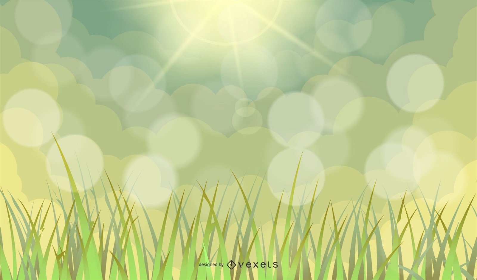 Abstract Green Flower Background with Bokeh