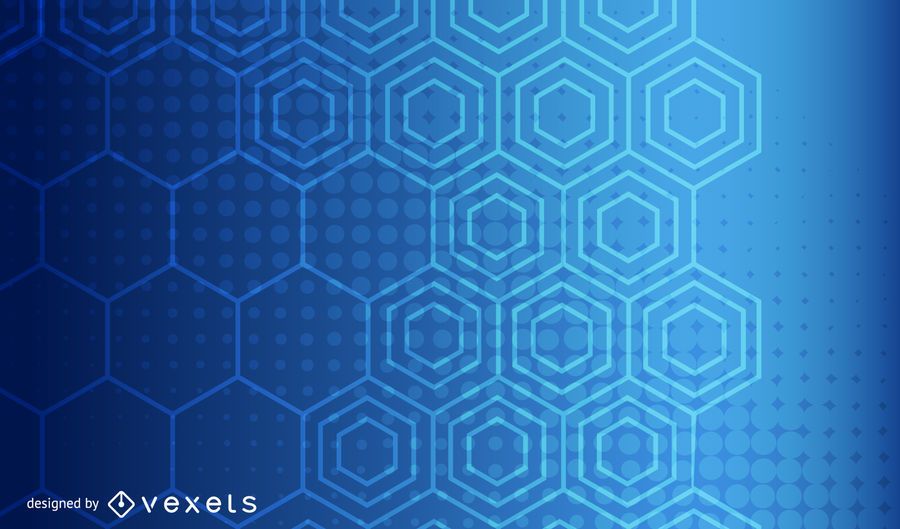 Azul brillo semitono y fondo hexagonal Azul brillo semitono y fondo hexagonal