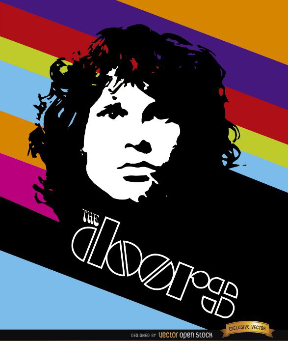 Ilustração de listras coloridas de Jim Morrison Doors