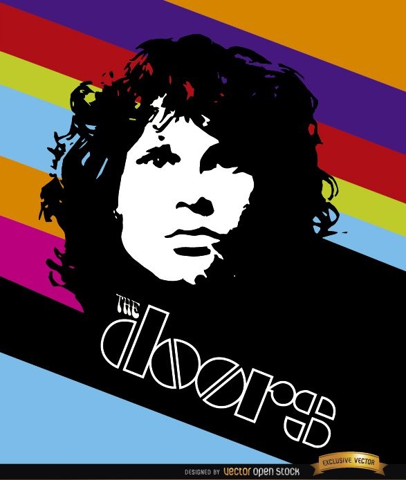 Ilustración de rayas de color de Jim Morrison Doors