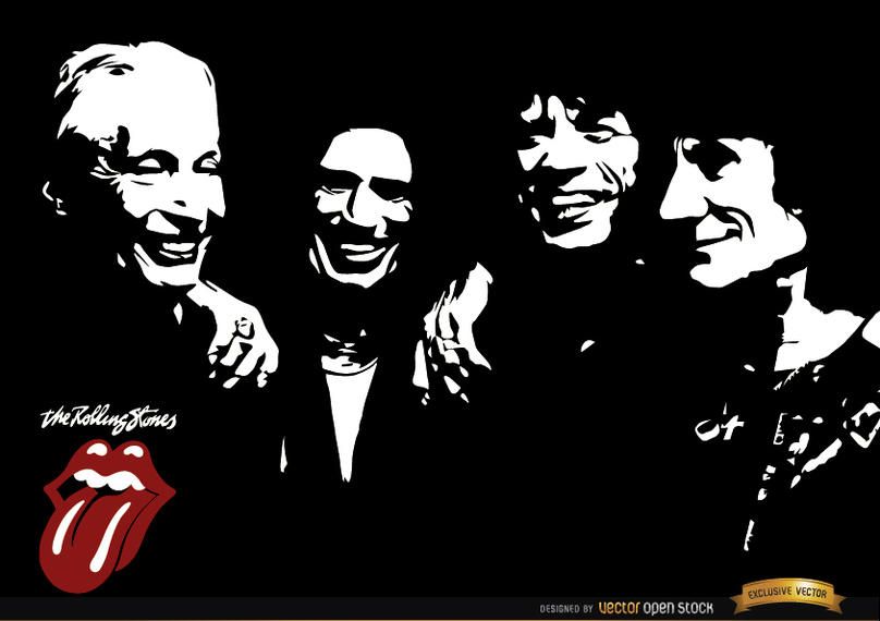 Rolling Stones banda preto e branco papel de parede Rolling Stones banda preto e branco papel de parede
