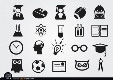 Academic school icons set