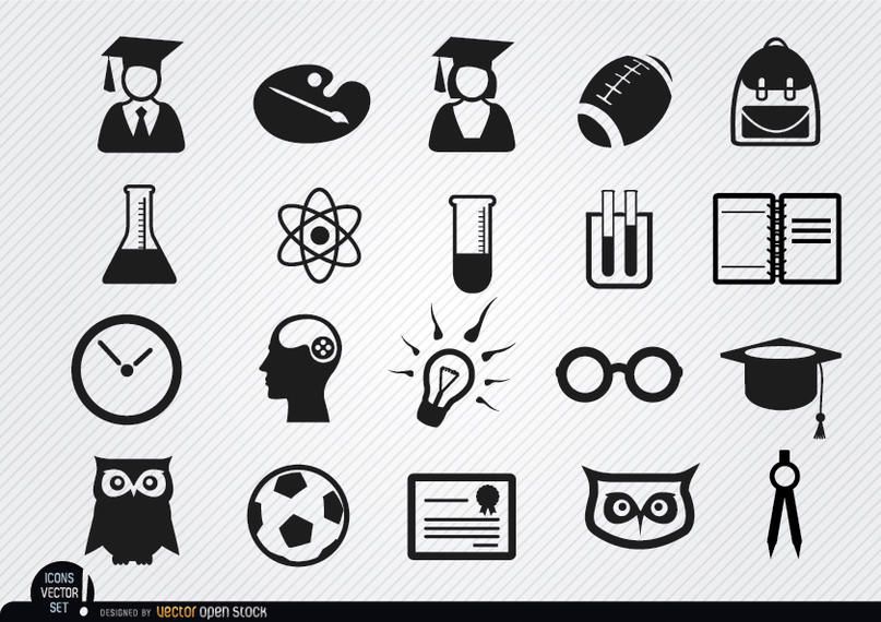 Conjunto de iconos de la escuela académica Conjunto de iconos de la escuela académica