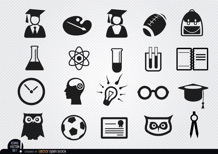 Conjunto de ícones de escolas acadêmicas