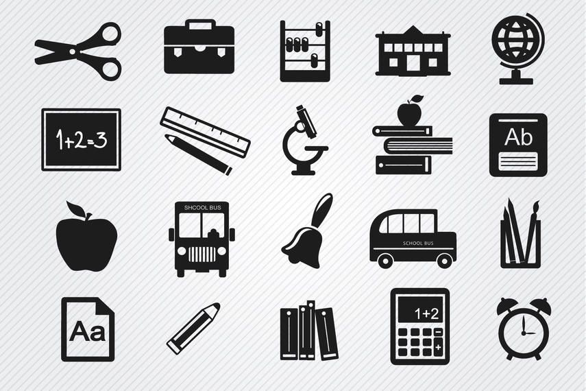 Study objects icons set Study objects icons set