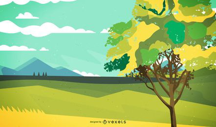 Paisagem Abstrata com Árvore Grande