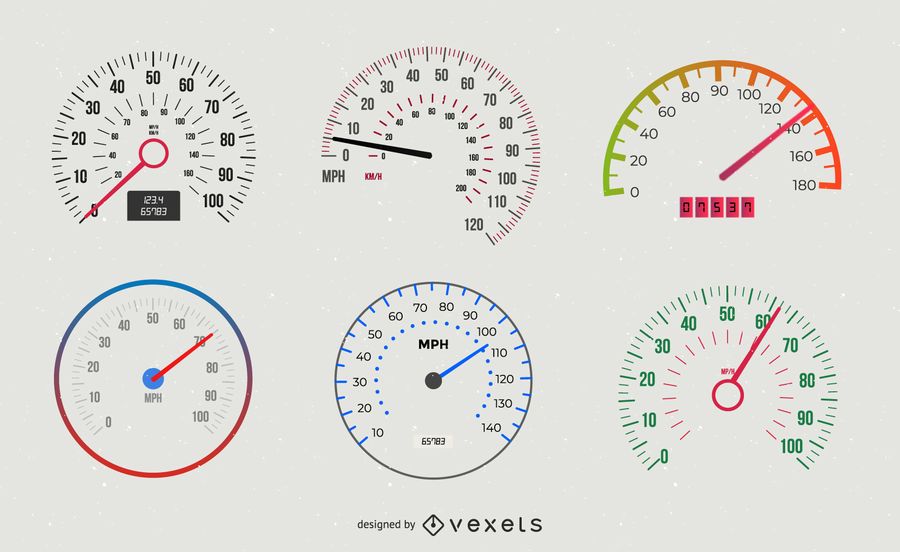 Digital & Analogue Automobile Speedometer Pack Vector Download