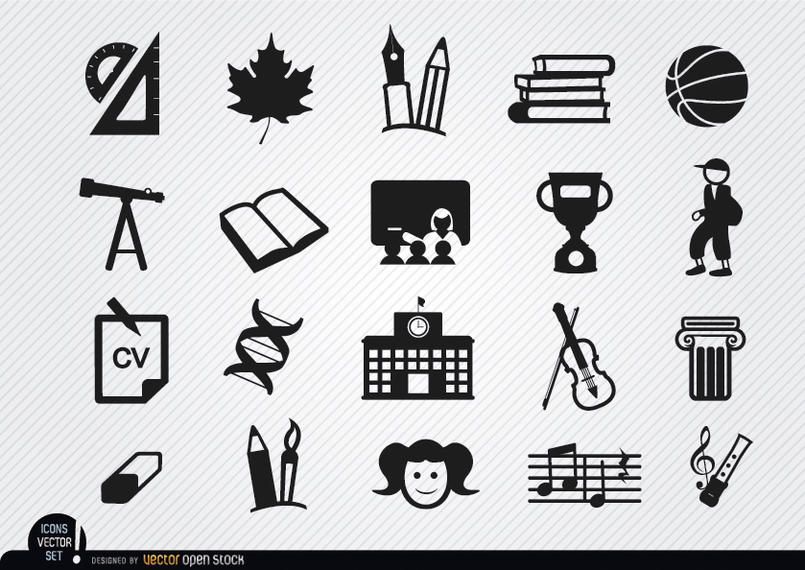 School elements icons set School elements icons set