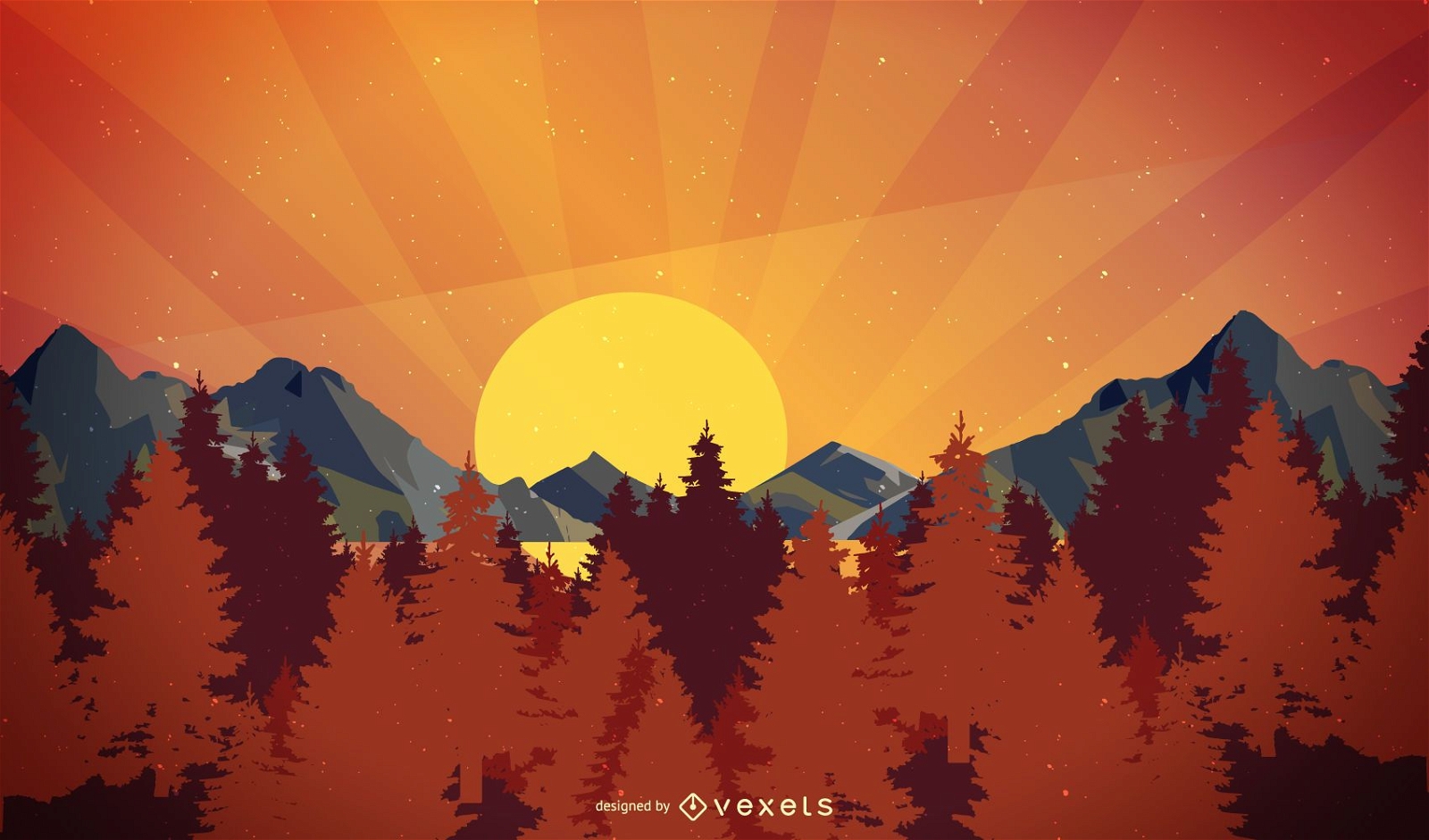 Mountainside Landscape Sunset Background