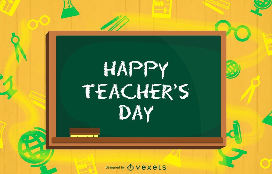 Funky Teachers Day Background With Chalkboard - Vector Download