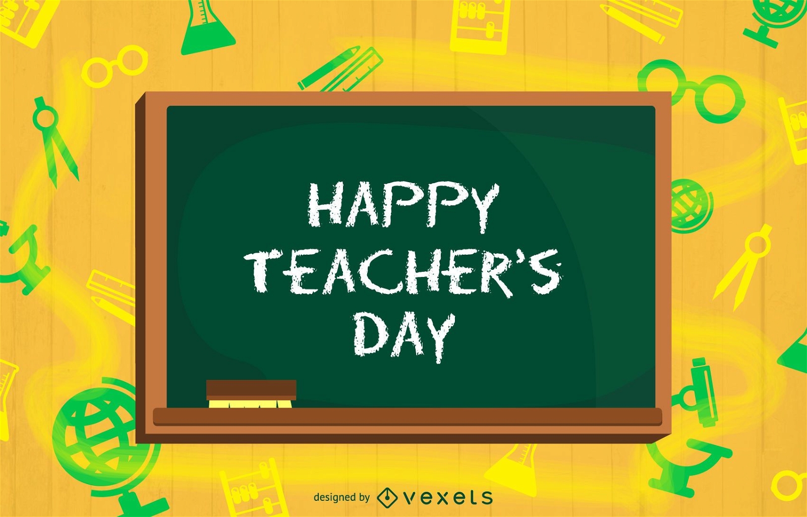 Funky Teachers Day Background with Chalkboard
