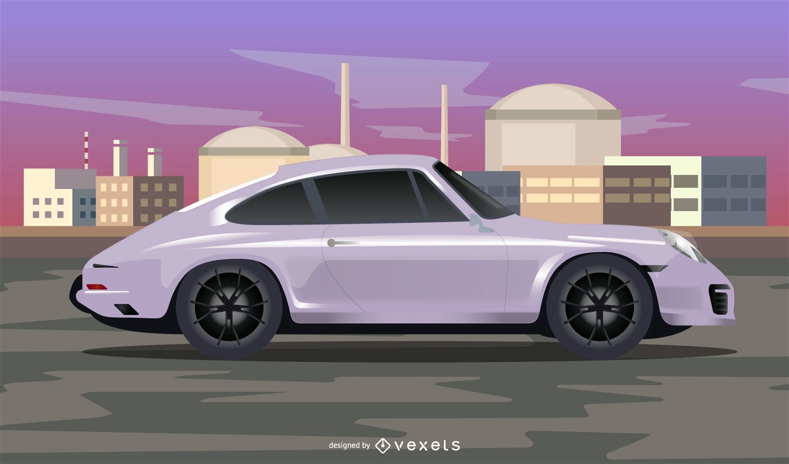 Porsche Car in the Street with Abstract Background