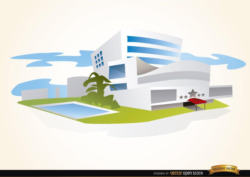 Luxury hotel building with pool Luxury hotel building with pool