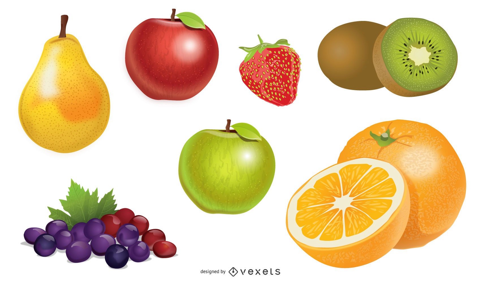 Paquete de frutas saludables con detalles brillantes