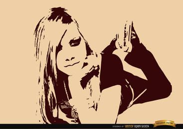 Fondo de pantalla de dibujo de Avril Lavigne