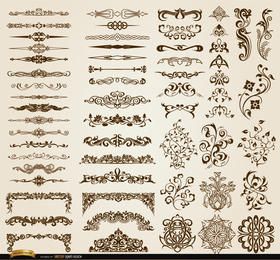 60 Blumenwirbel Ornamente und Trennwände gesetzt