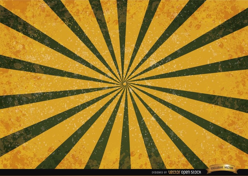 Orange green radial stripes grunge background