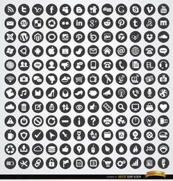Conjunto de ícones multimídia social web circle Conjunto de ícones multimídia social web circle