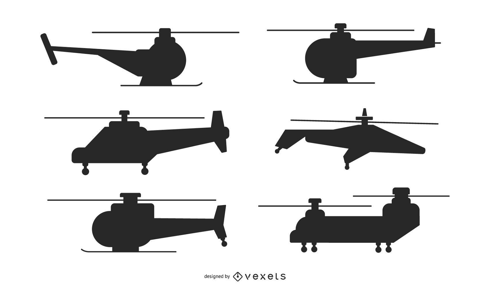Vários pacotes de helicópteros de silhueta