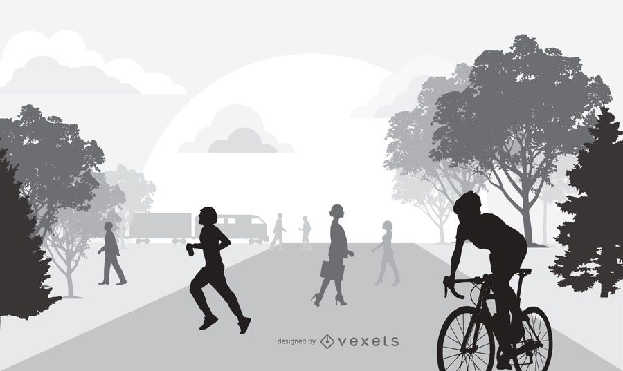 Silueta de madrugada vida en la ciudad Silueta de madrugada vida en la ciudad