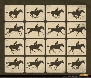 Horse racing silhouette motion frames