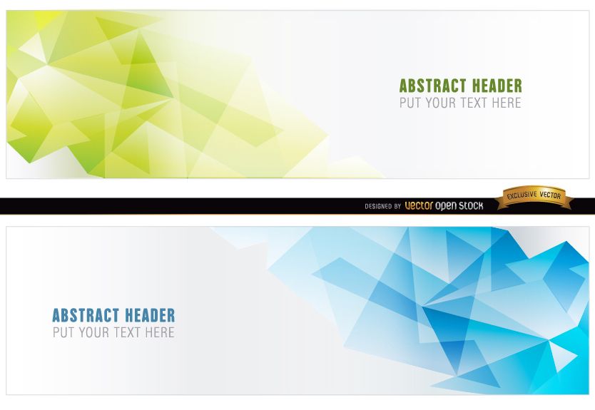 Abstract blue green polygonal headers