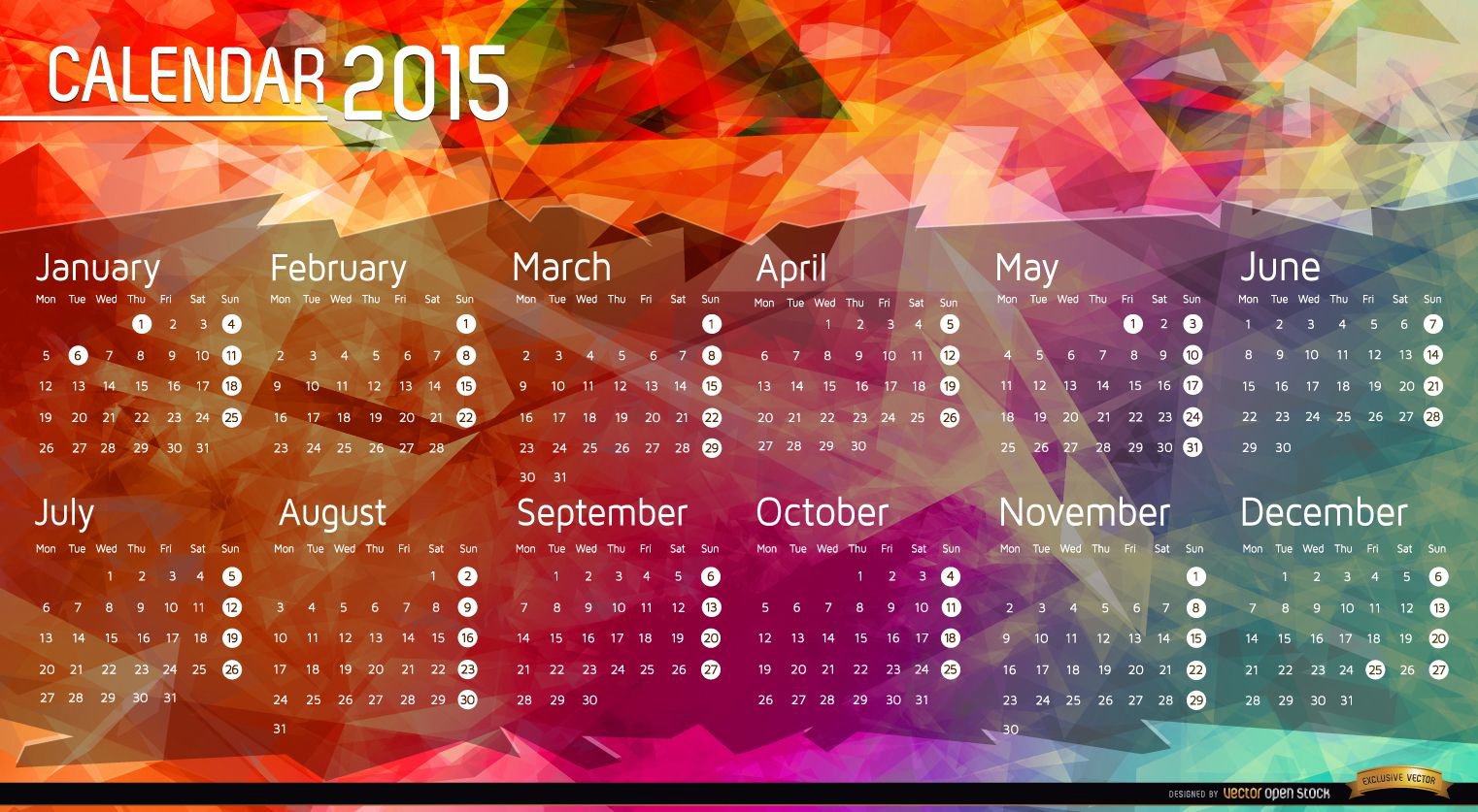 Fundo de polígono do calendário 2015