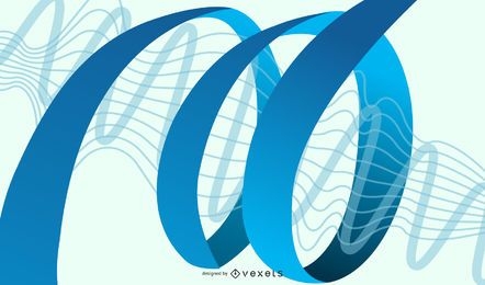 Ondas azules abstractas atadas por líneas espirales