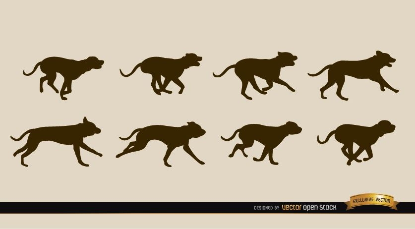Dog motion sequence silhouettes