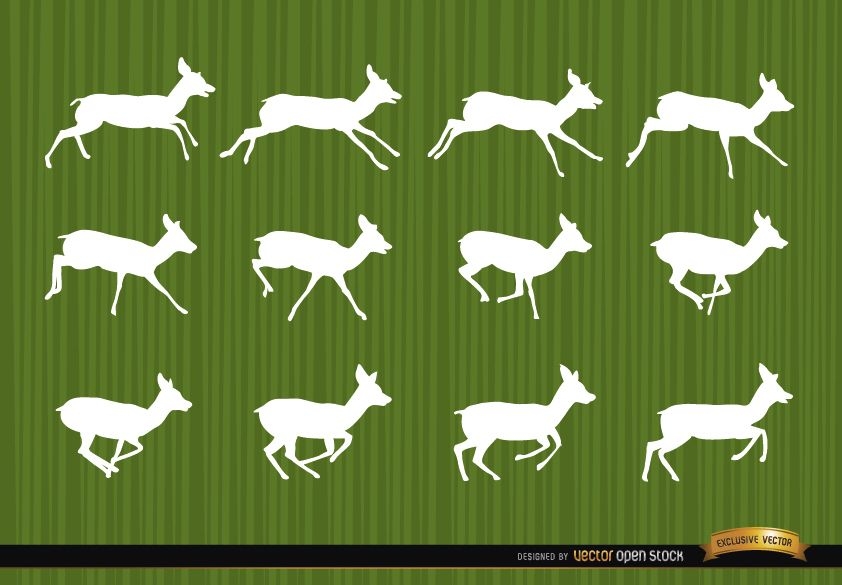Deer Running Motion Frames Silhouetten