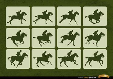 Quadros de movimento de esporte de corrida de cavalos