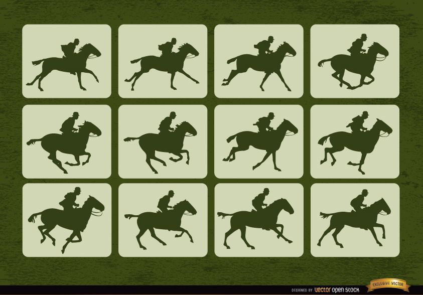 Cuadros de movimiento deportivo de carreras de caballos