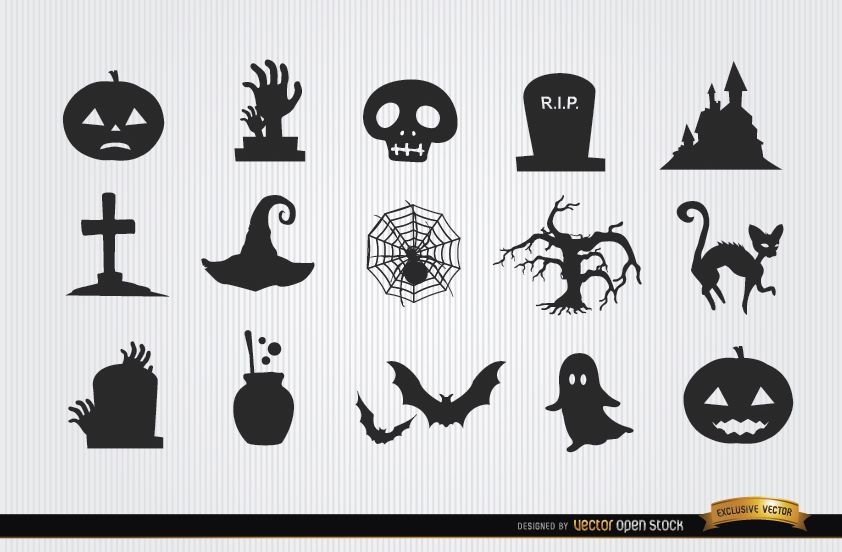 Halloween horror objects icon pack